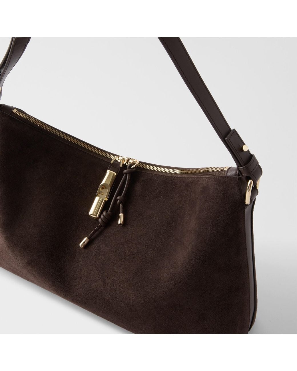 Furla Brown Debby Shoulder Bag L Toni Espresso Suede + Sidney Calf Leather