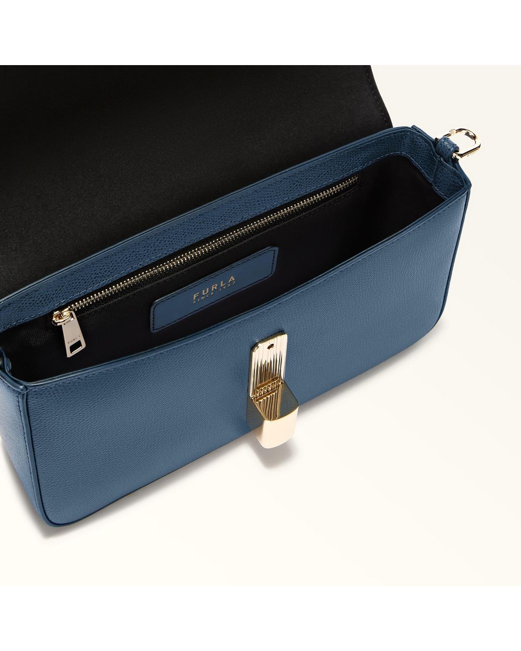Furla Blue Iride Crossbody Grigio Blu Textured Leather