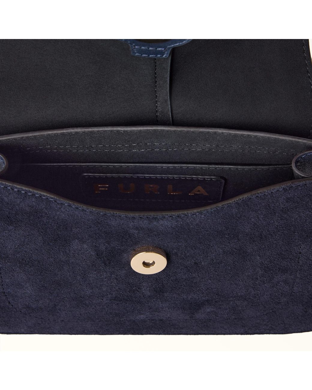 Furla Blue Flow Top Handle Mini Toni Mediterraneo Suede + Claris Lux Calf Leather
