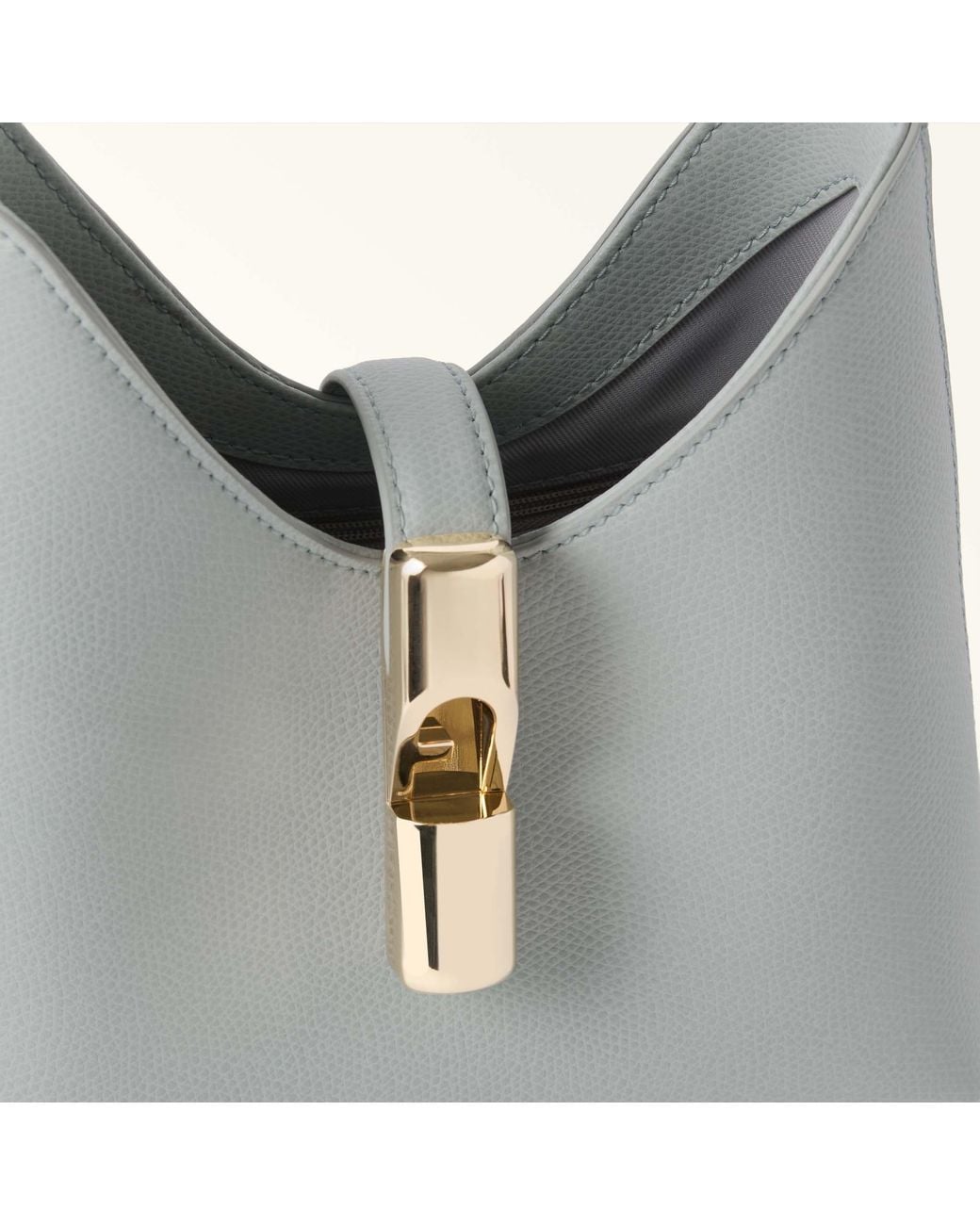 Furla White Iride Mini Bag Nebbia Textured Leather