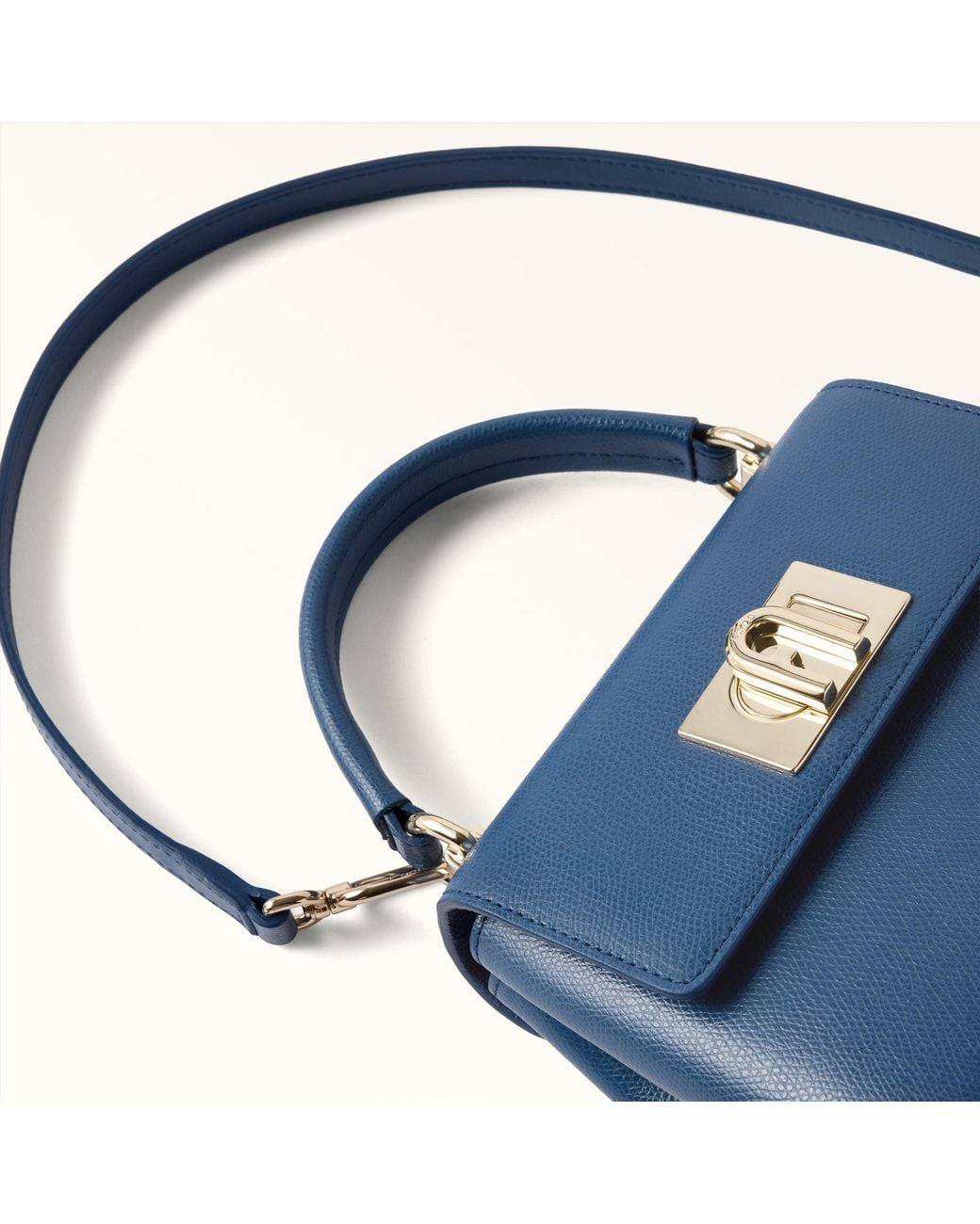 Furla Blue 1927 Top Handle Mini Textured Leather