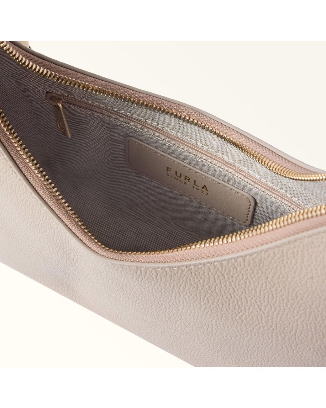 Furla Natural Goccia Shoulder Bag Linen Night Calf Leather + Sidney Calf Leather