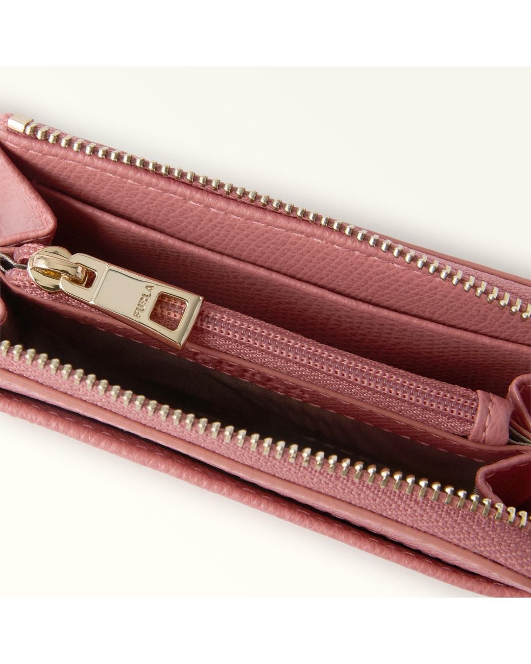Furla Pink Laura Card Case Rosewood Textured Leather