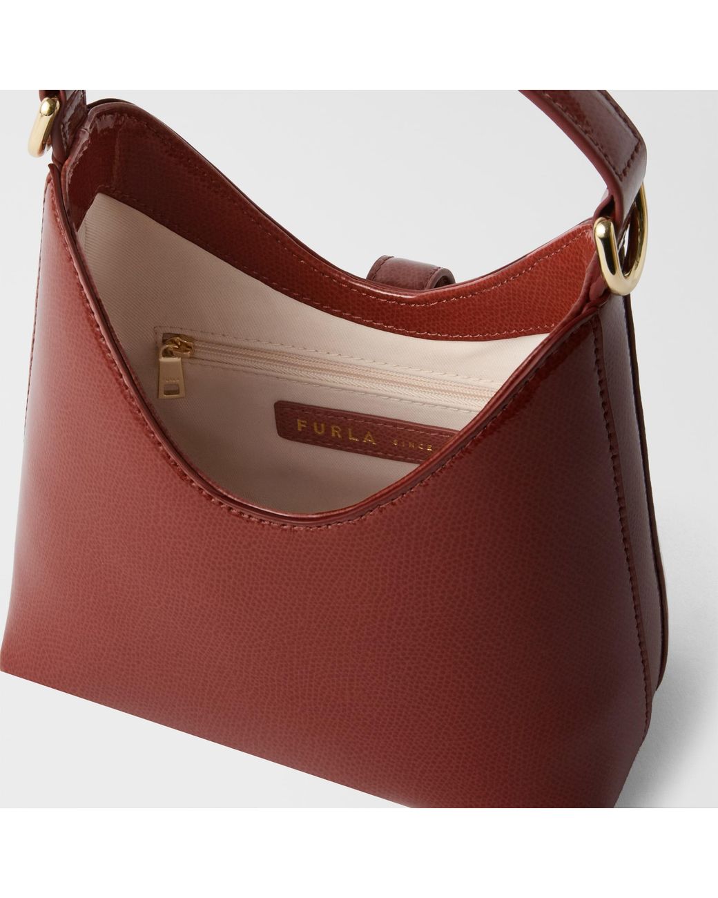 Furla Iride Mini Bag Marsala Varnished Ares Textured Leather