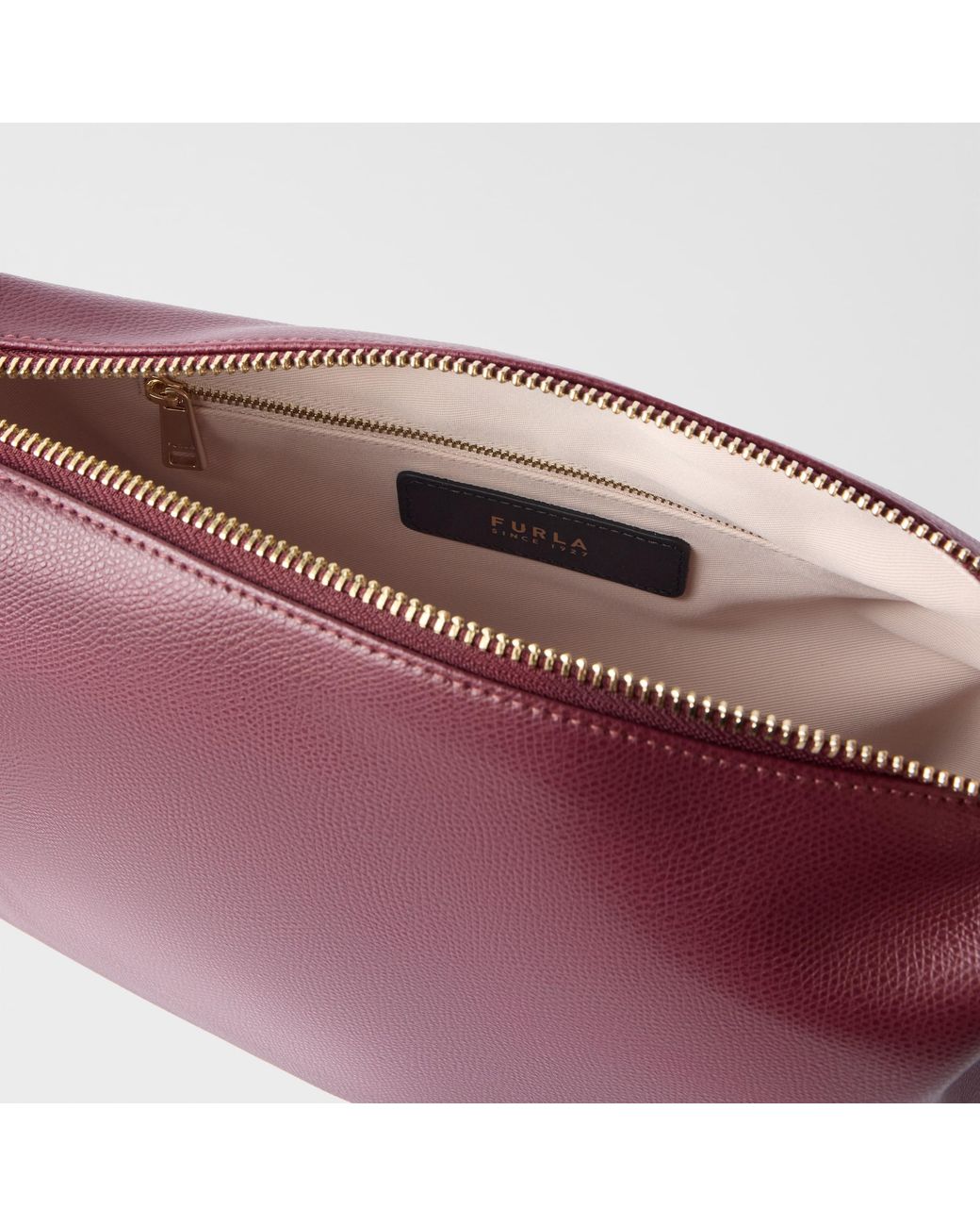Furla Purple Tonie Shoulder Bag Apple Ares Soft Textured Leather