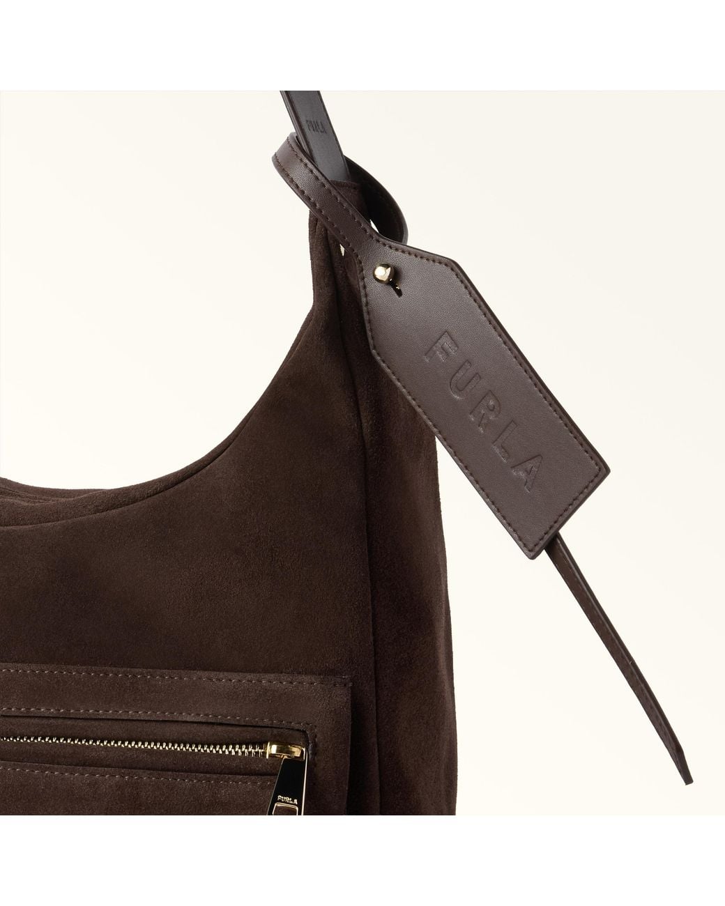 Furla Brown Lynette Shoulder Bag Toni Cioccolato Suede