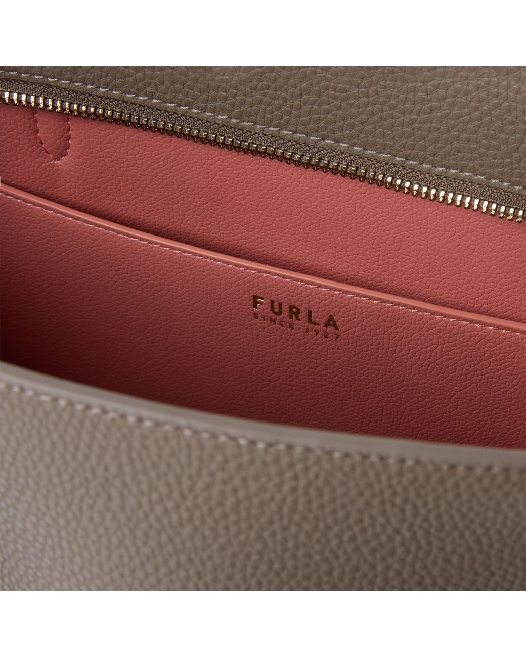 Furla Gray Ava Tote Muddy Double Pebble Calf Leather
