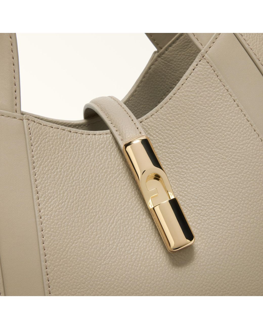 Furla Natural Goccia Tote Linen Night Calf Leather + Sidney Calf Leather
