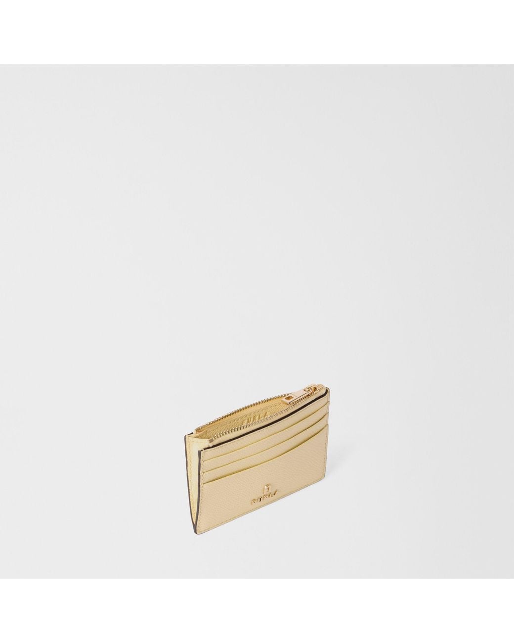 Furla Natural Camelia Card Case Cremino Textured Leather