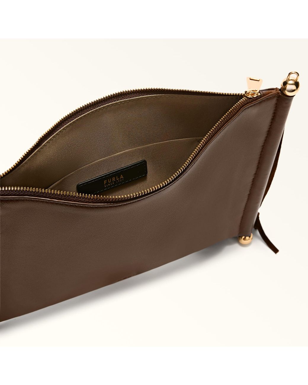 Furla Brown Sfera Soft Shoulder Bag Toni Espresso Nappa Leather + Suede Fringes