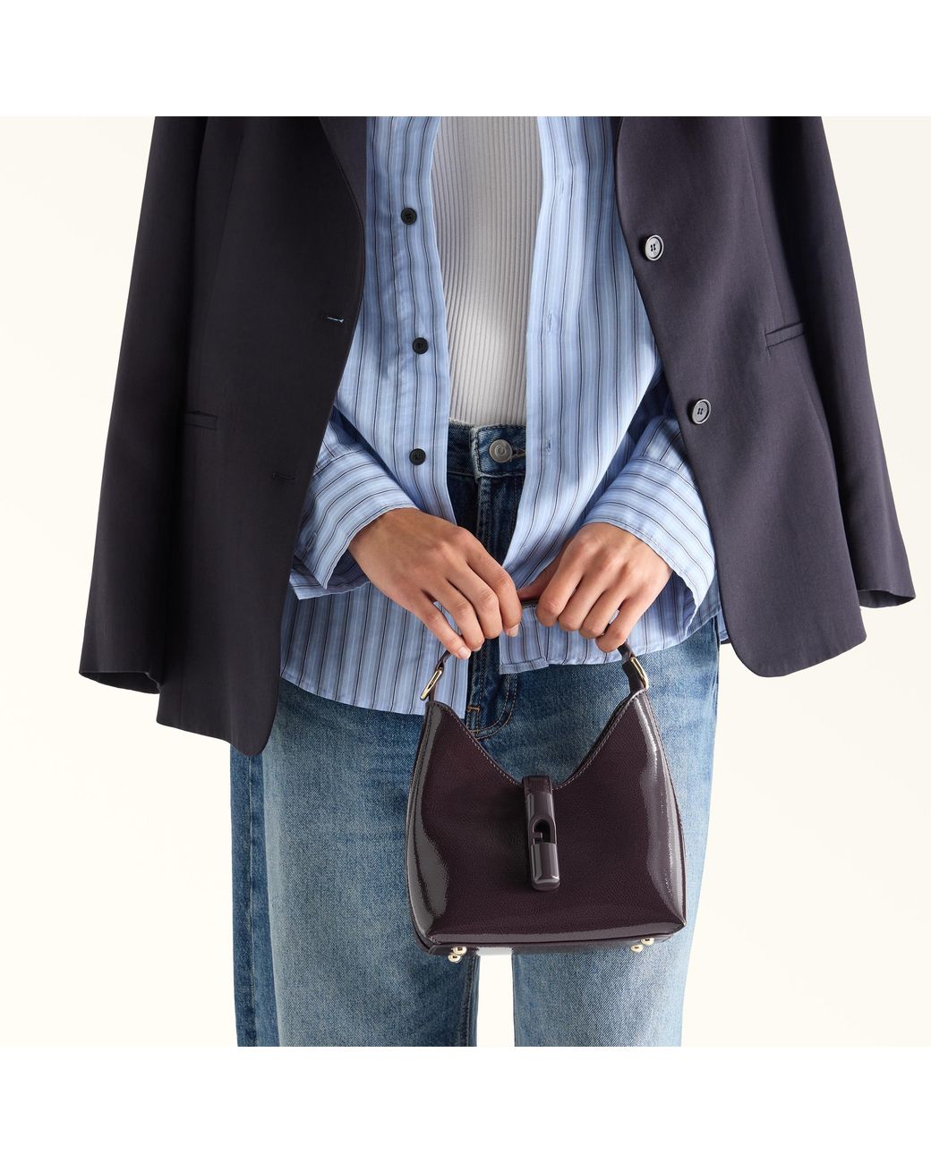 Furla Purple Iride Mini Bag Winter Bloom Varnished Ares Textured Leather