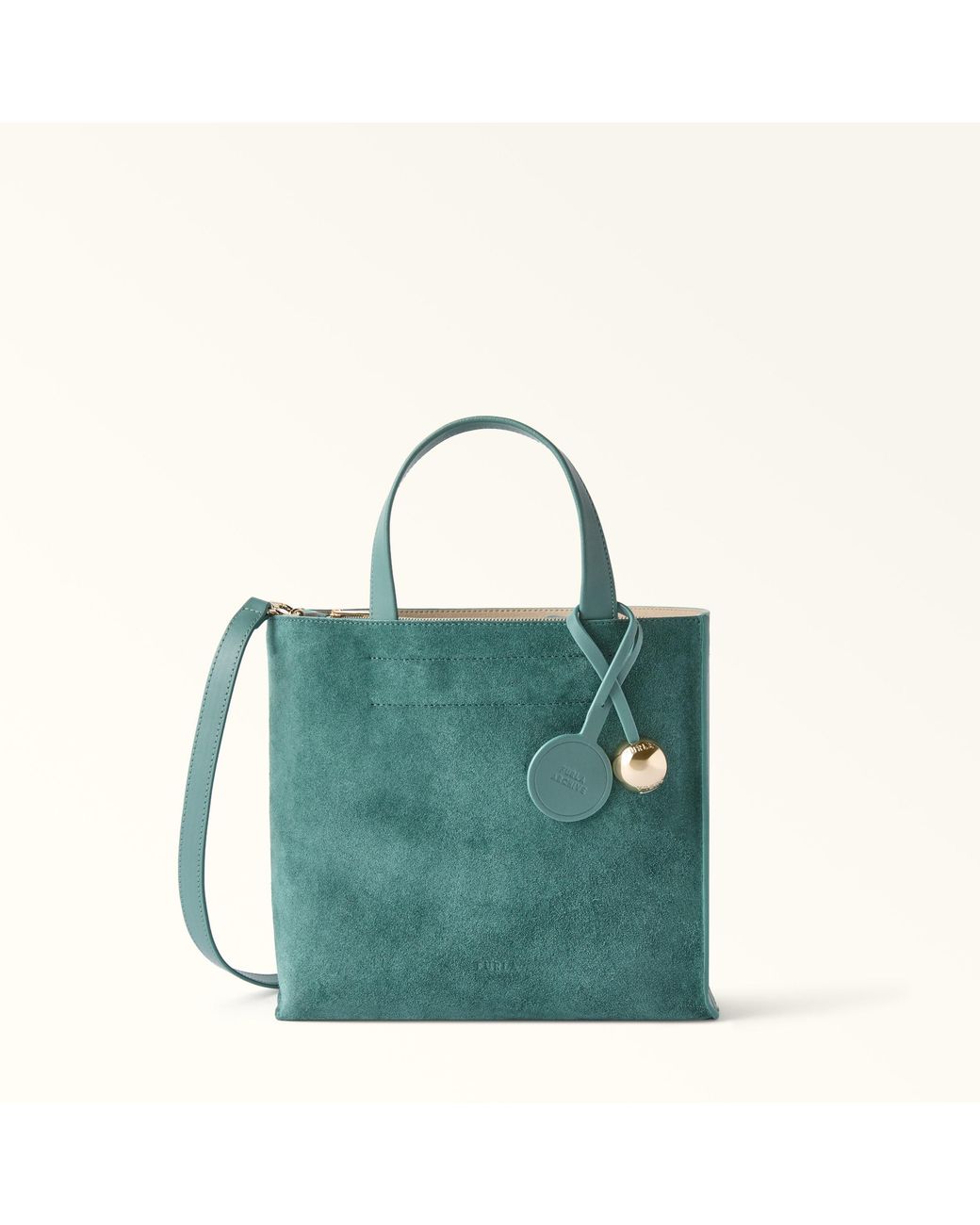 Furla Green Divide It Tote Toni Edera Suede + Sidney Calf Leather