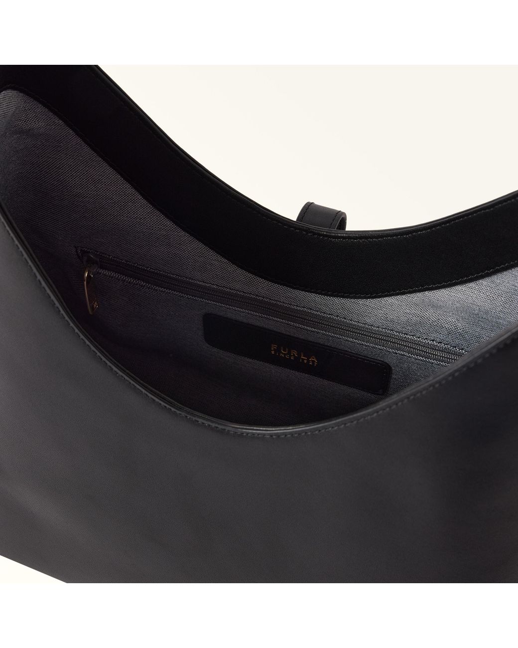 Furla Black Goccia Shoulder Bag Nero Sidney Calf Leather