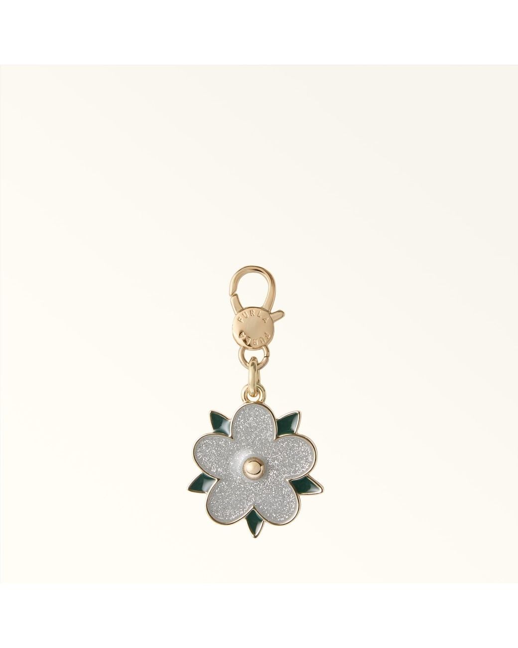 Furla White Hashtag Charm Metal + Glitter Enamel