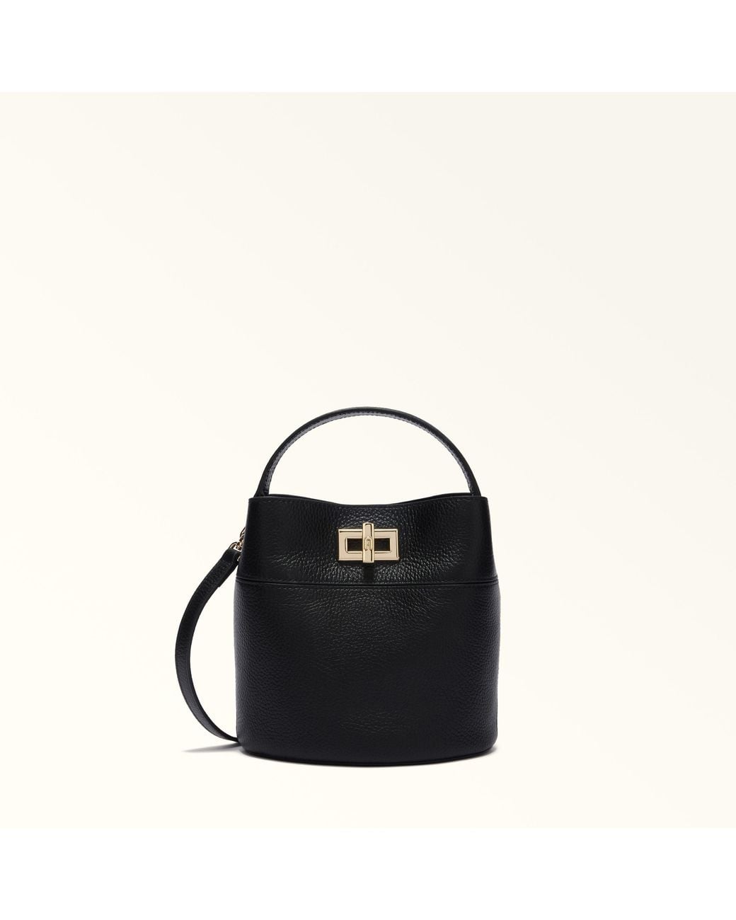 Furla Black Amelia Bucket Bag L Nero Grained Calf Leather