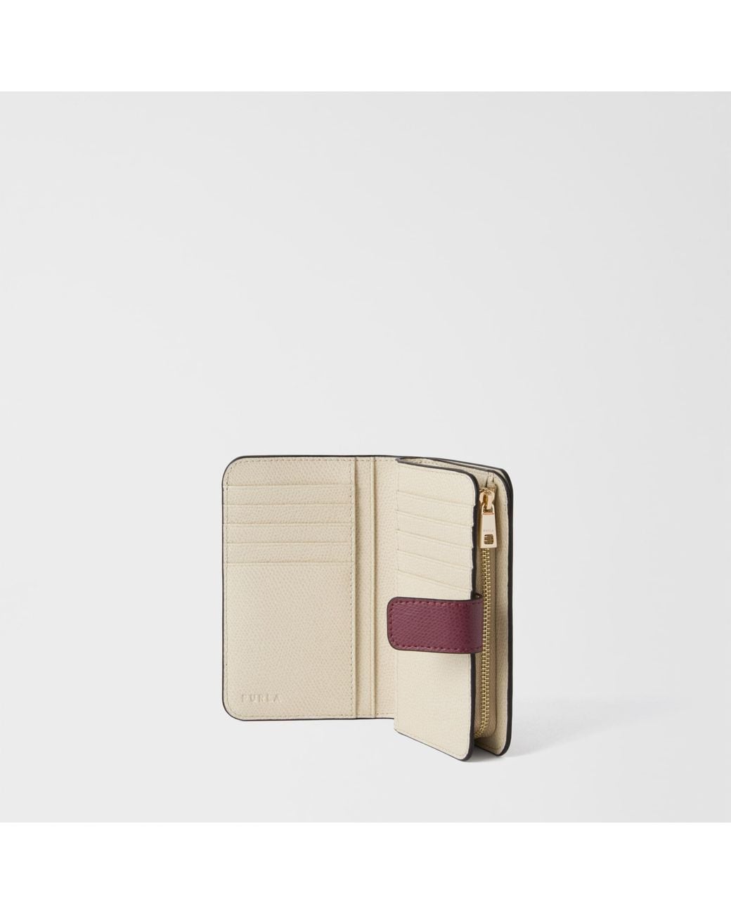 Furla Purple Camelia Compact Wallet Apple Textured Leather