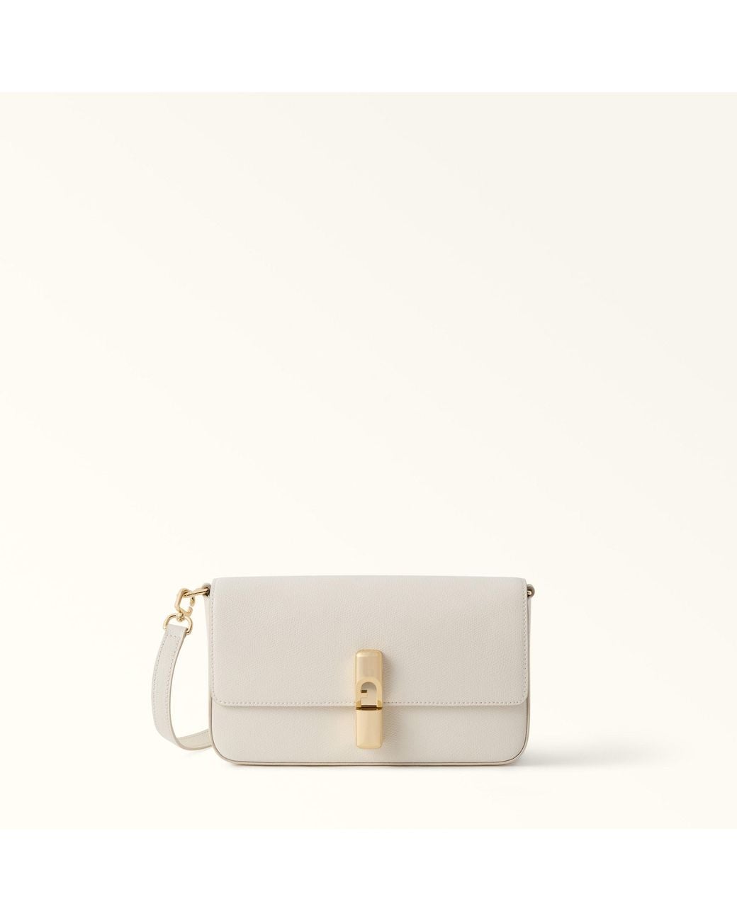 Furla White Iride Crossbody Panna Textured Leather
