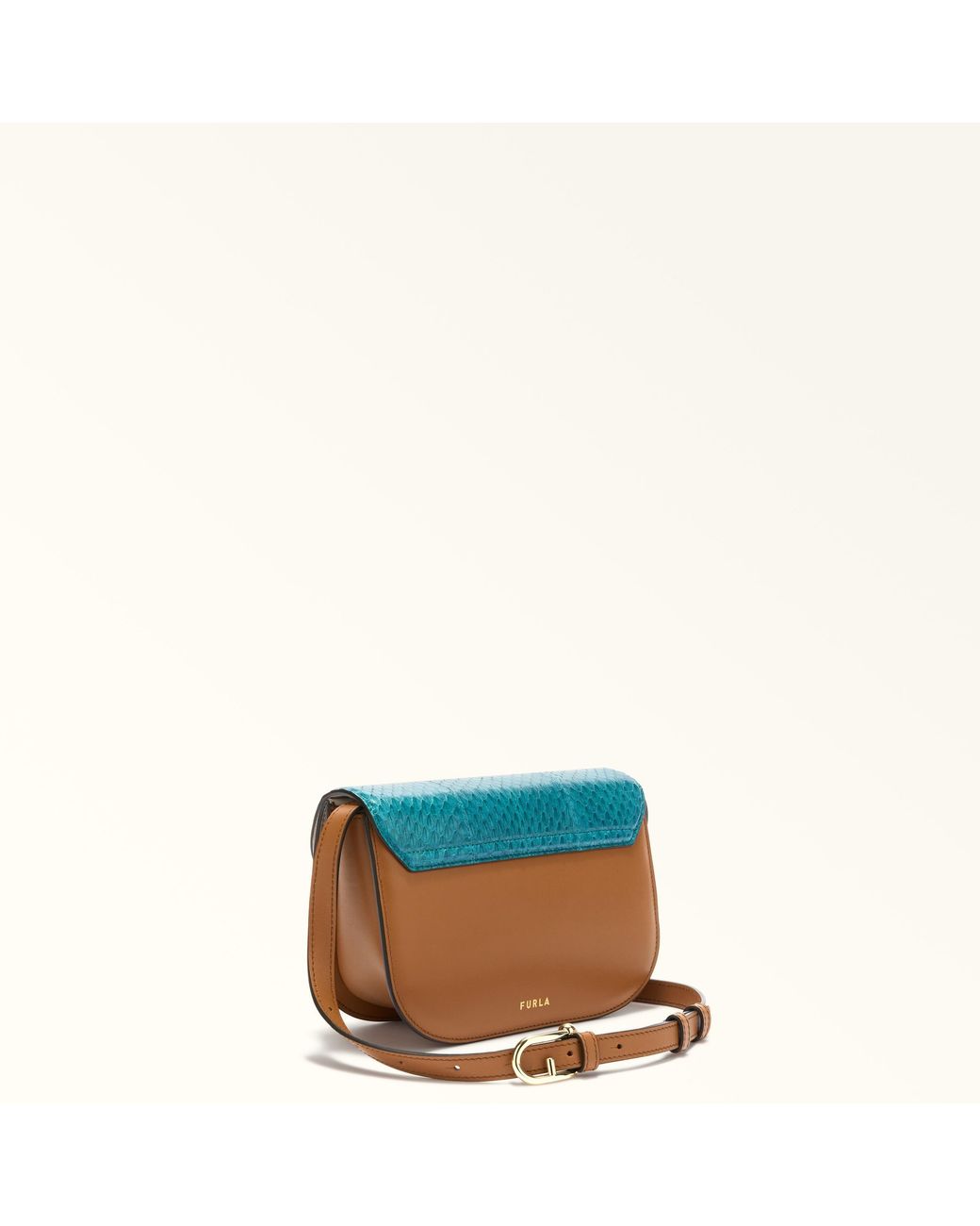 Furla Blue Sfera Crossbody Mini Amatore Elaphe Lux Leather + Soft Calf Leather