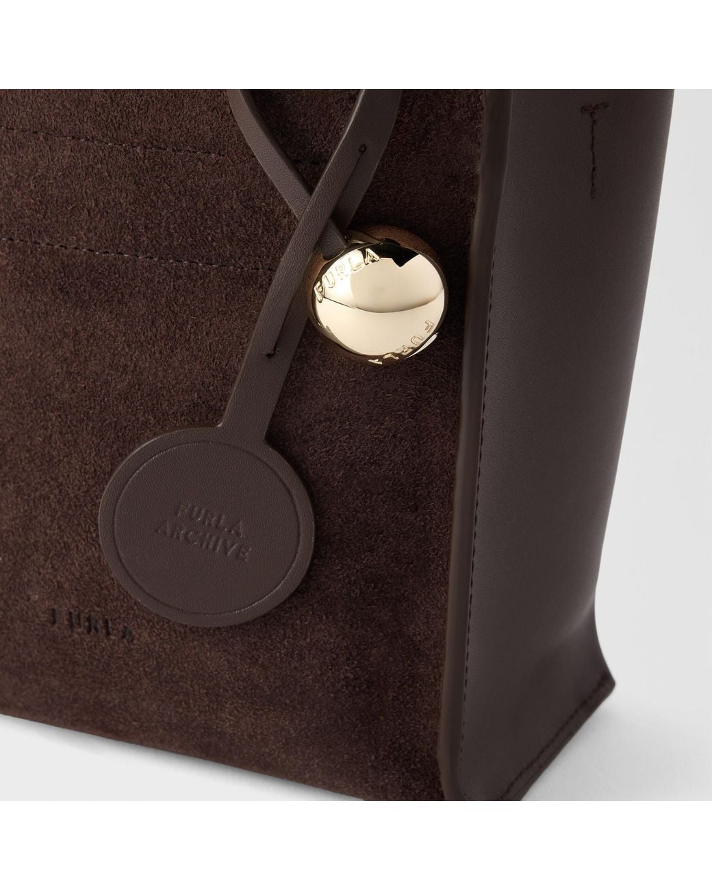 Furla Brown Divide It Tote Mini Toni Espresso Suede + Sidney Calf Leather
