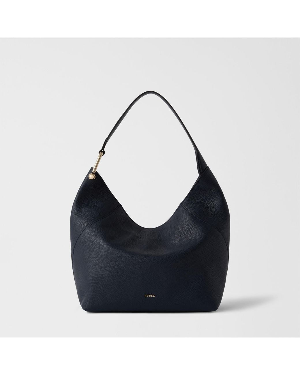 Furla Blue Lara Shoulder Bag Mediterraneo Grained Calf Leather