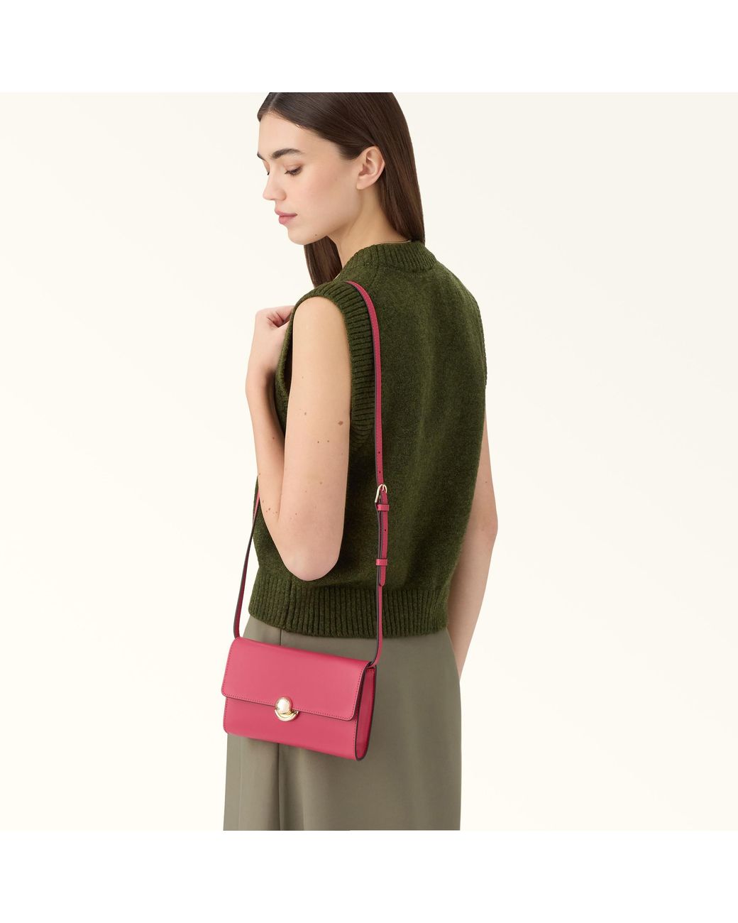 Furla Pink Sfera Mini Bag Velvet Sidney Calf Leather