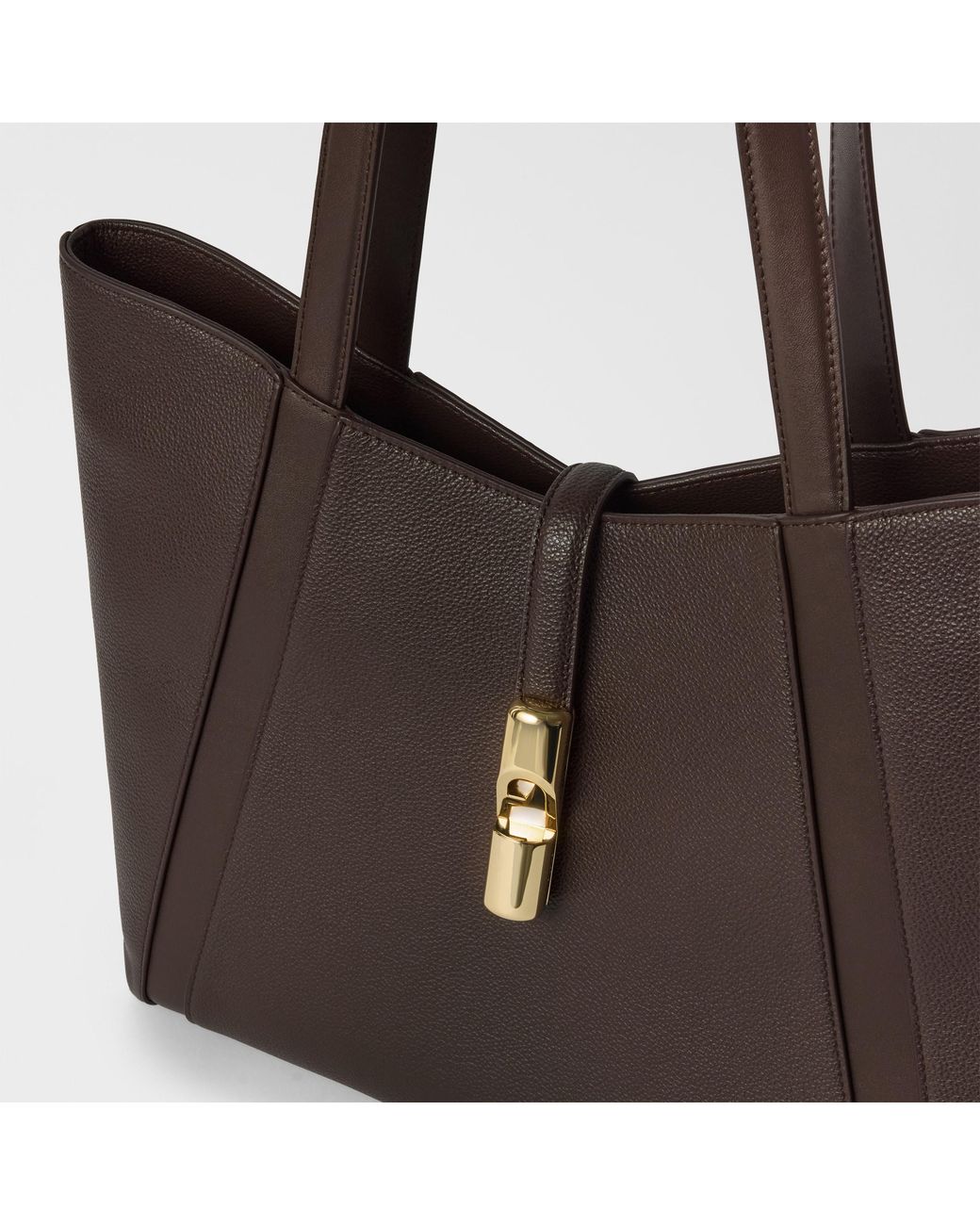 Furla Brown Goccia Tote Cioccolato Night Calf Leather + Sidney Calf Leather