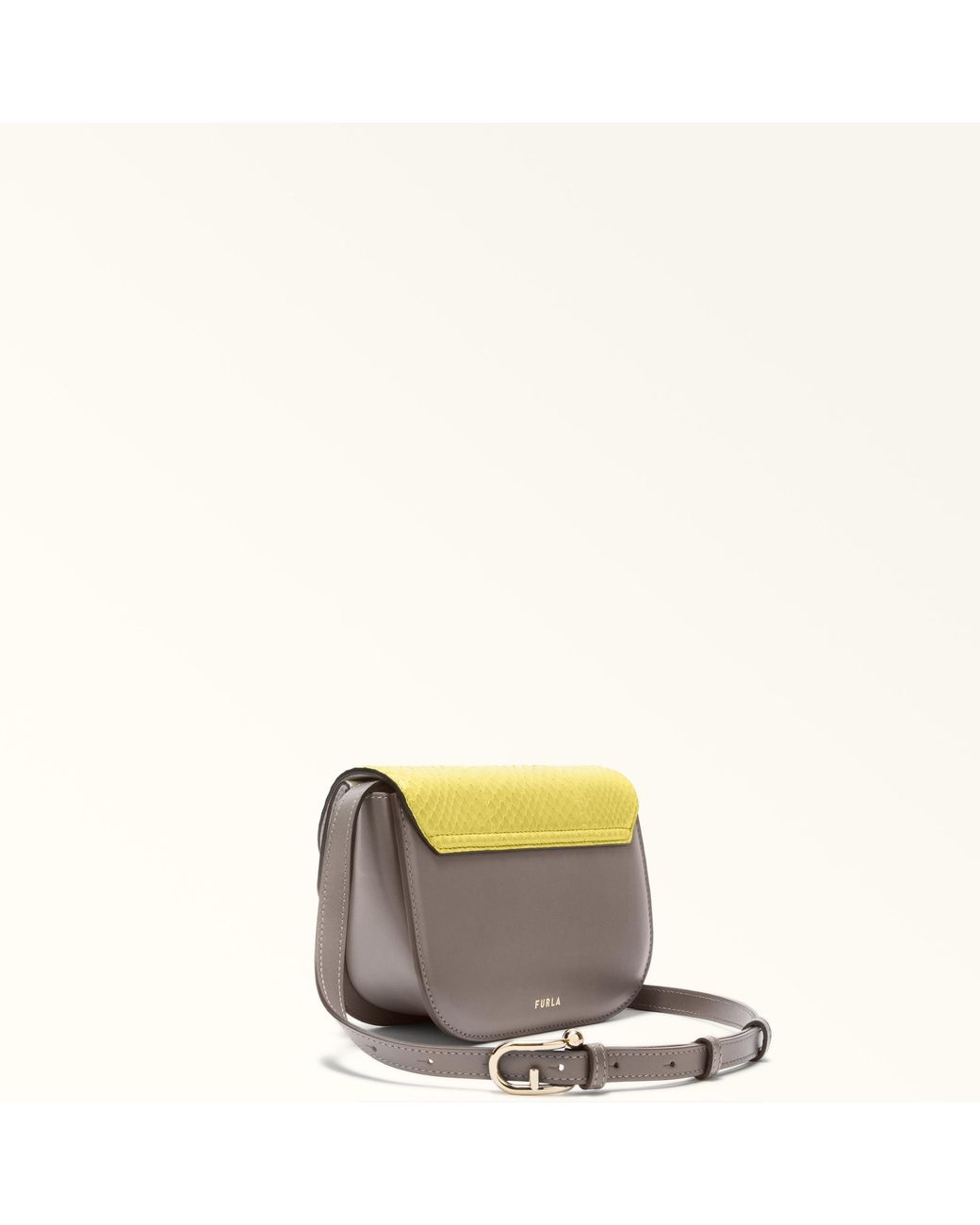 Furla Yellow Sfera Crossbody Mini Mudec Elaphe Lux Leather + Soft Calf Leather