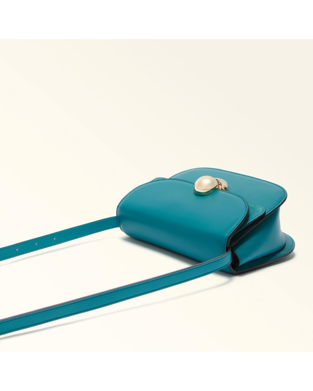 Furla Blue Sfera Crossbody Mini Amatore Soft Calf Leather + Suede