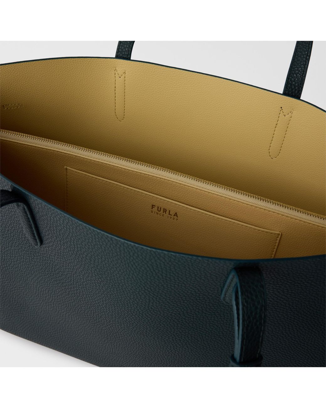 Furla Blue Ava Tote Dark Forest Double Pebble Calf Leather