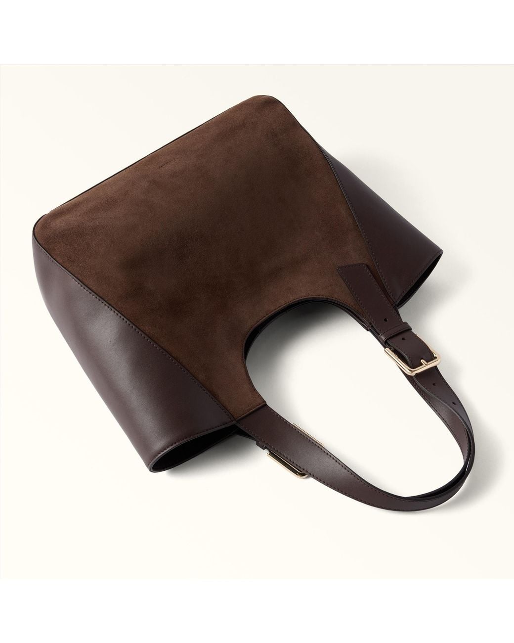Furla Brown Dora Tote Toni Cioccolato Suede + Sidney Calf Leather