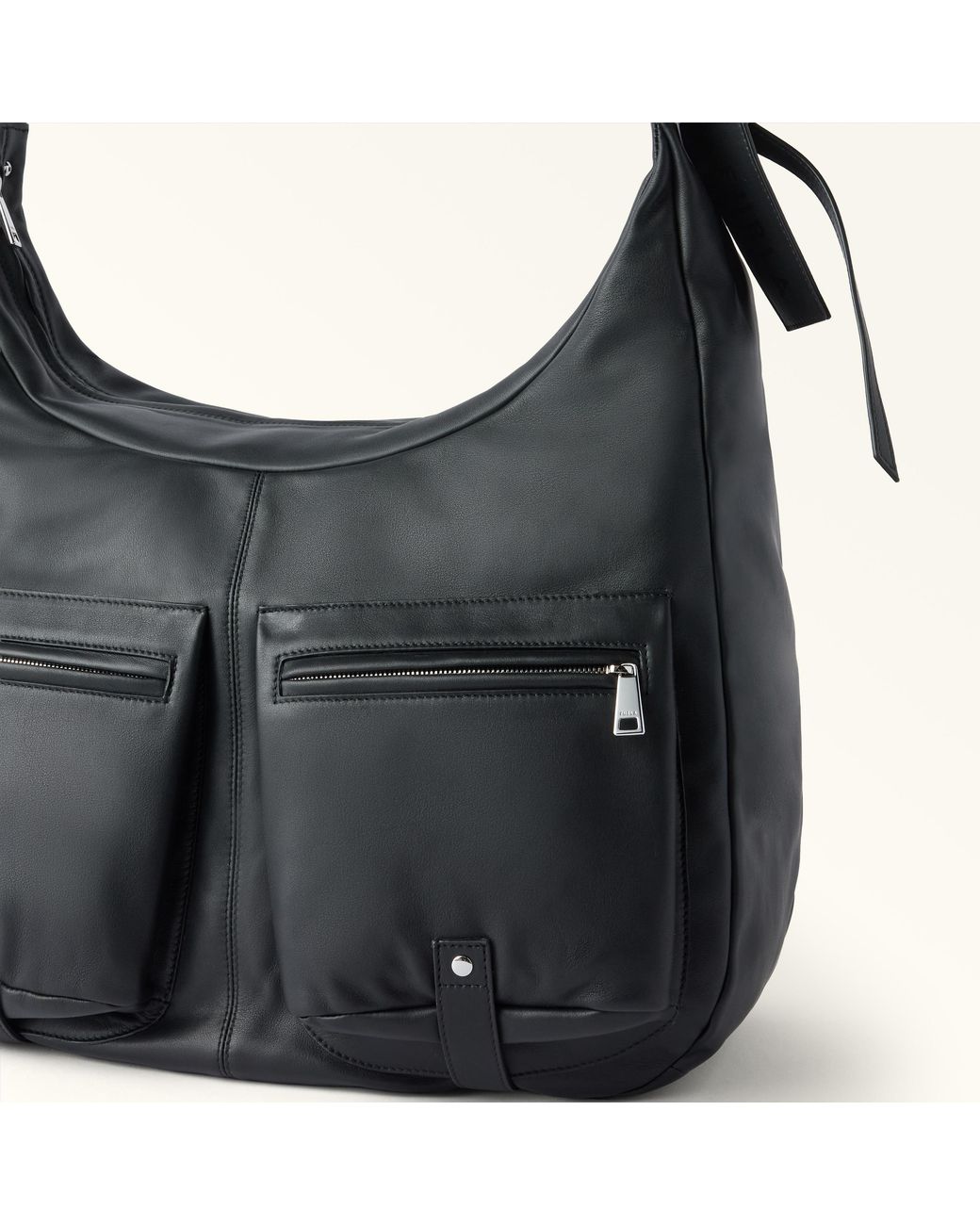 Furla Black Lynette Shoulder Bag Xl Nero Bahia Smooth Calf Leather