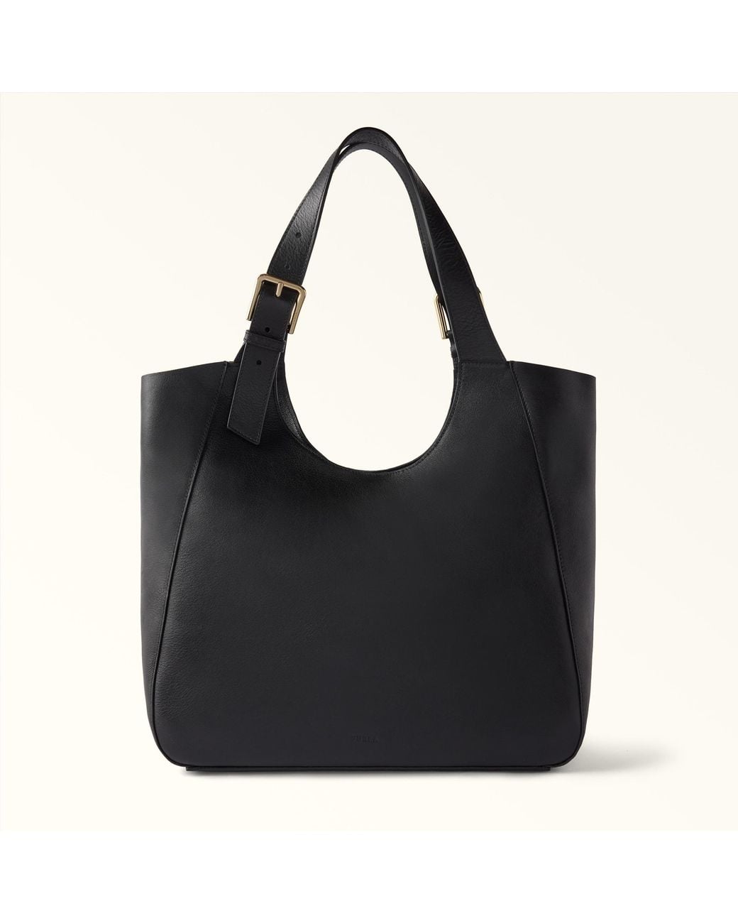 Furla Black Dora Tote M Nero Smith Calf Leather