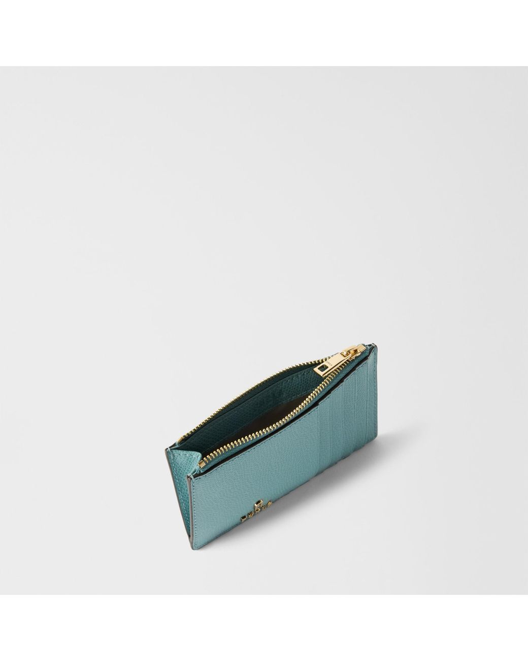 Furla Green Camelia Card Case Cloud Textured Leather