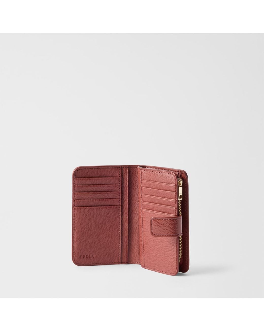 Furla Camelia Compact Wallet Marsala Varnished Ares Textured Leather