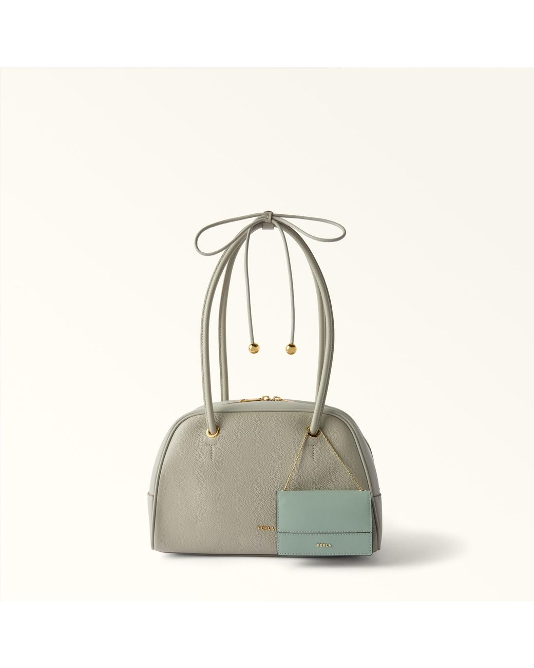 Furla Green Lia Card Case Winter Sky Sidney Calf Leather