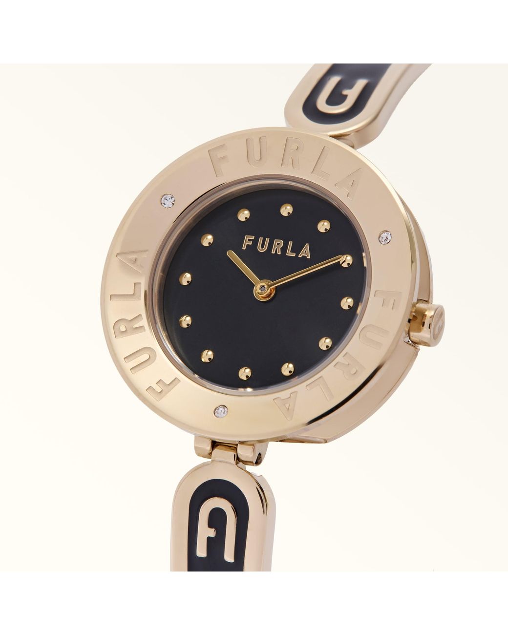 Furla Metallic Essential Round Case Watch Nero Metal + Resin