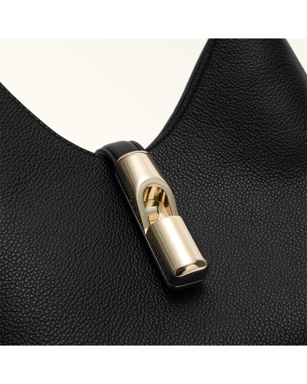 Furla Black Goccia Shoulder Bag Nero Night Calf Leather