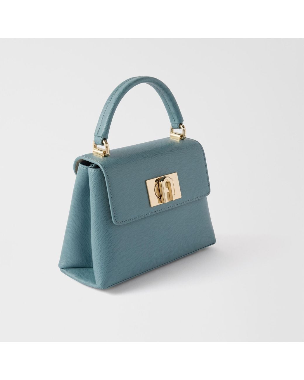 Furla Blue 1927 Top Handle Mini Cloud Textured Leather