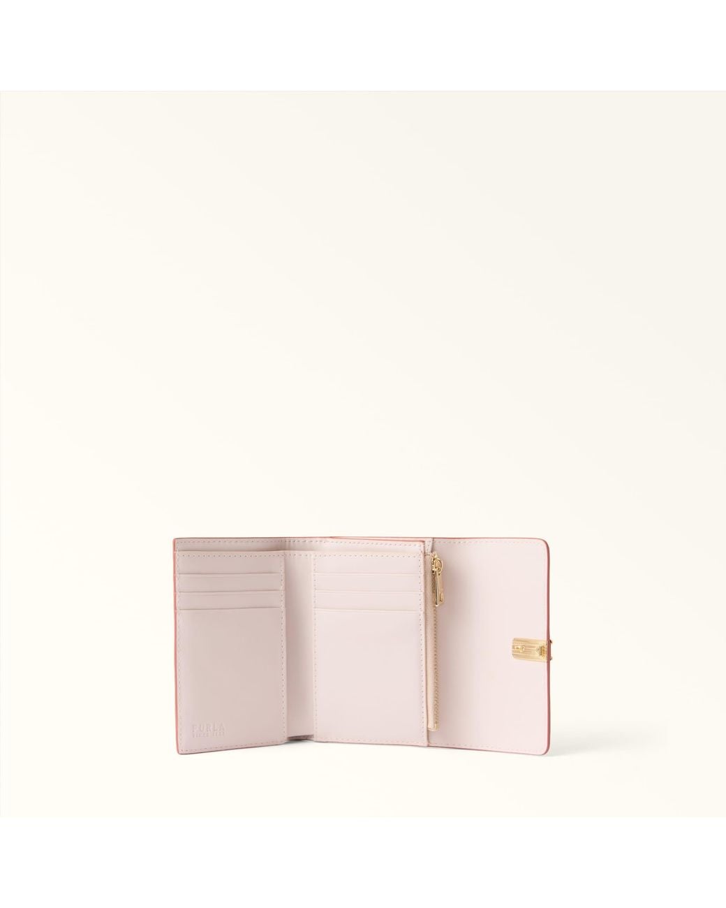 Furla Pink Iride Compact Wallet Rosewood Textured Leather