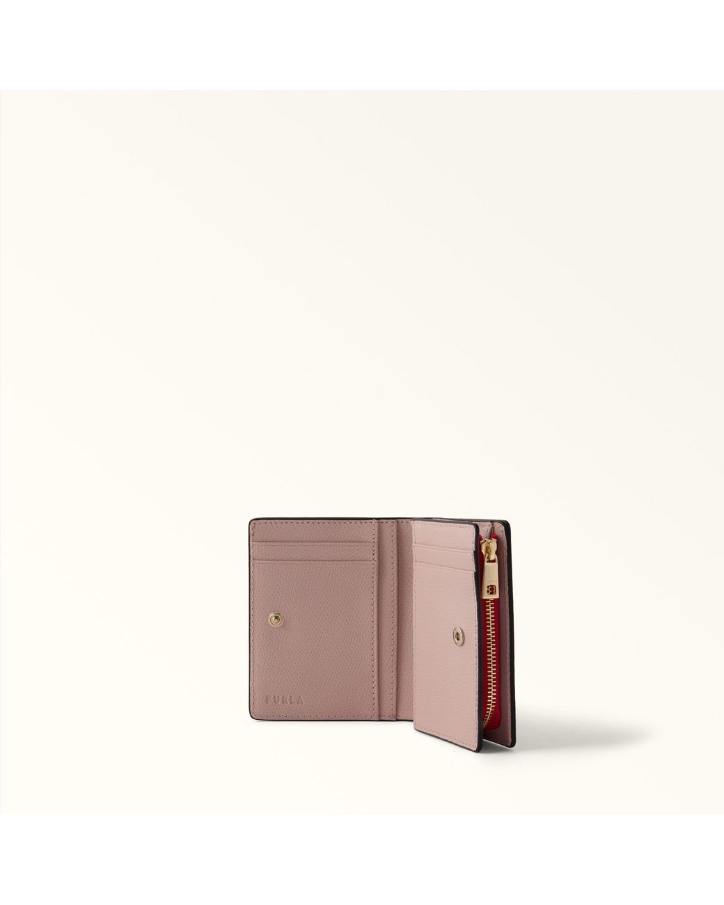 Furla Camelia Compact Wallet Ruby Textured Leather