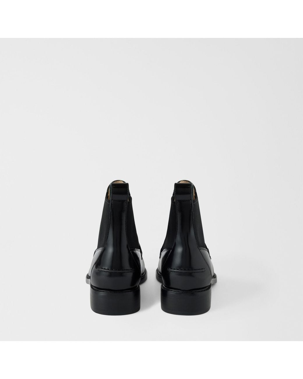 Furla Black College Ankle Boots Nero Calf Leather With Shining Effect