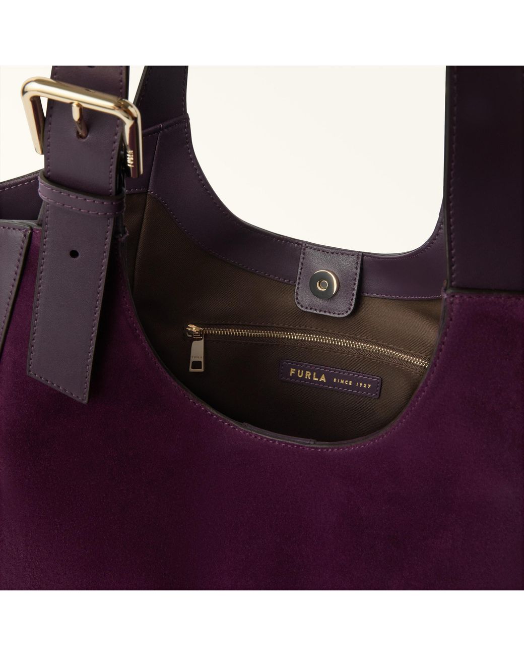 Furla Purple Dora Tote Toni Winter Bloom Suede + Sidney Calf Leather
