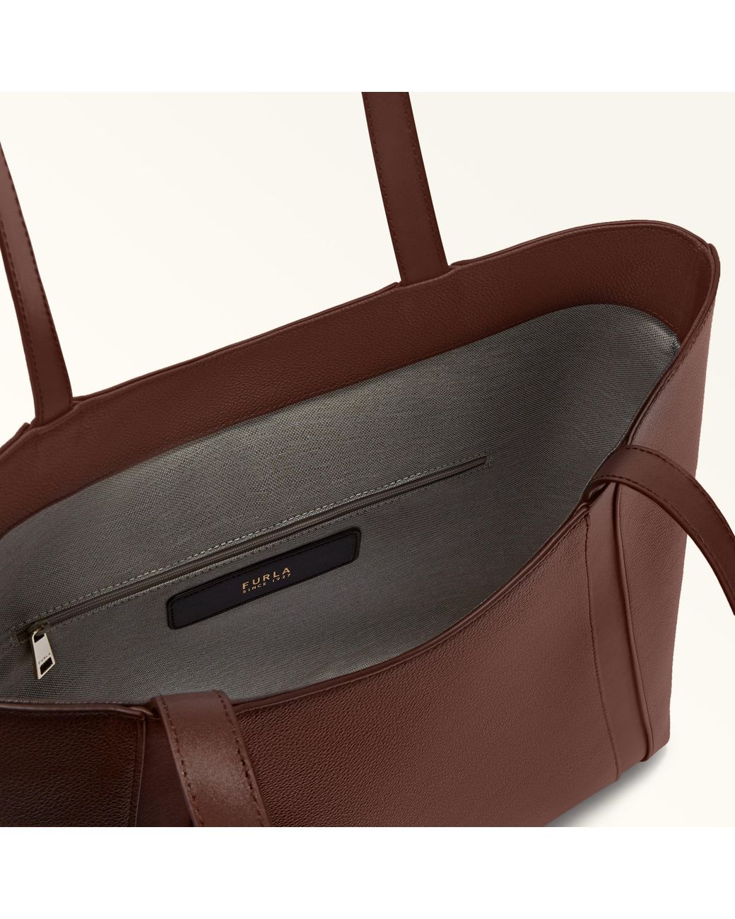 Furla Brown Goccia Tote Cioccolato Night Calf Leather + Sidney Calf Leather