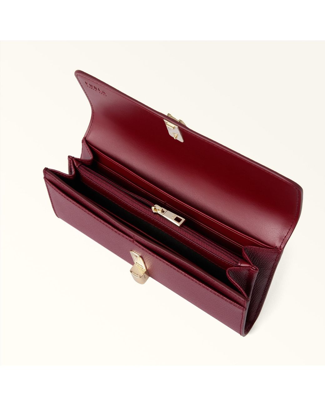 Furla Purple Iride Continental Wallet Ciliegia D Textured Leather