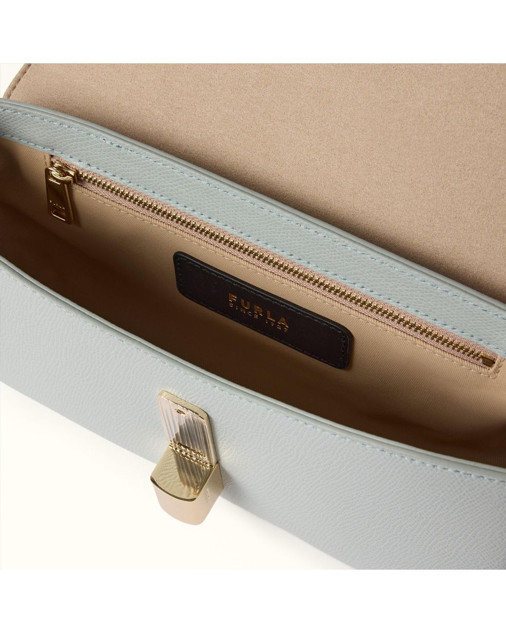 Furla Gray Iride Crossbody Nebbia Textured Leather