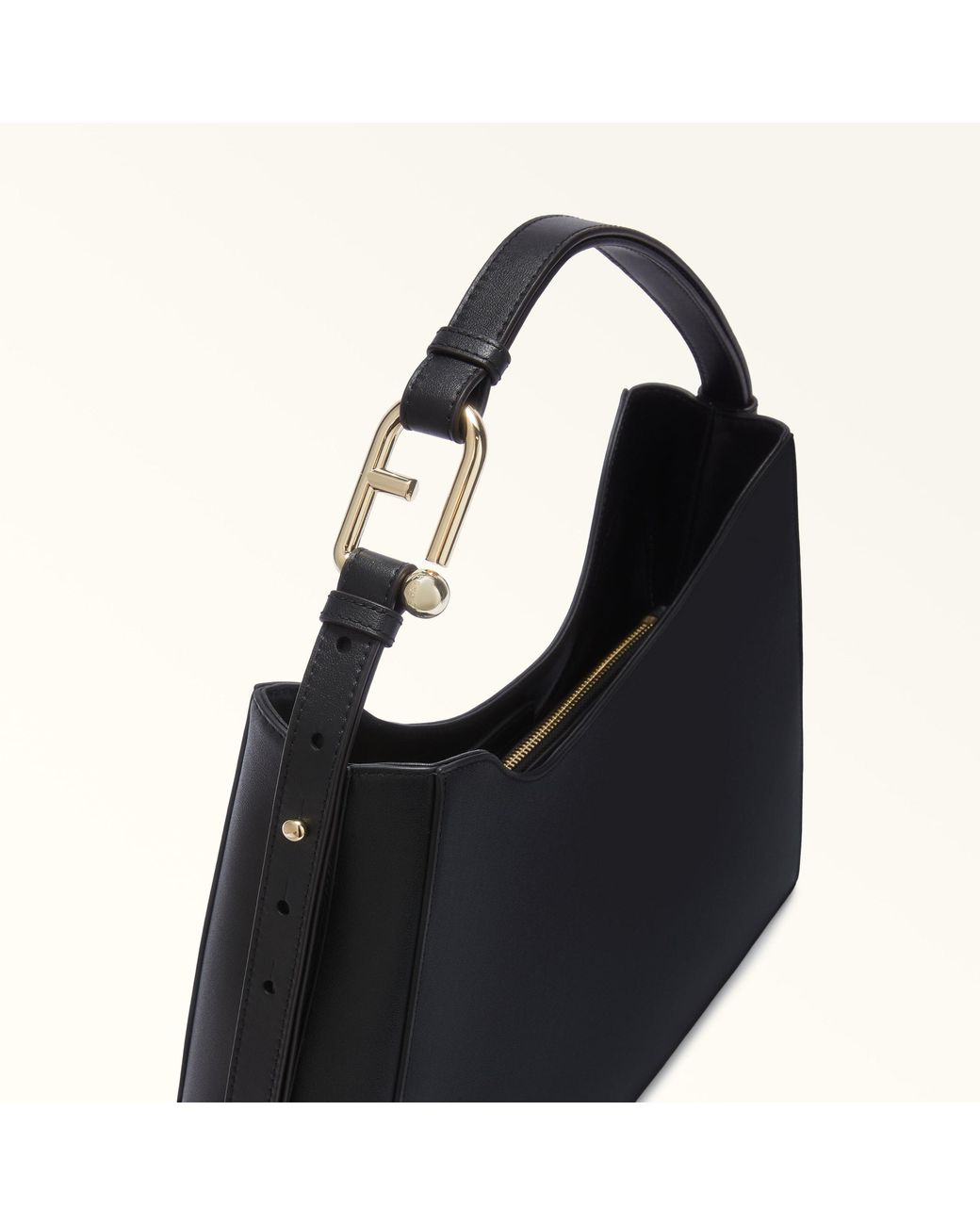 Furla Blue Nuvola Shoulder Bag Nero Claris Lux Calf Leather