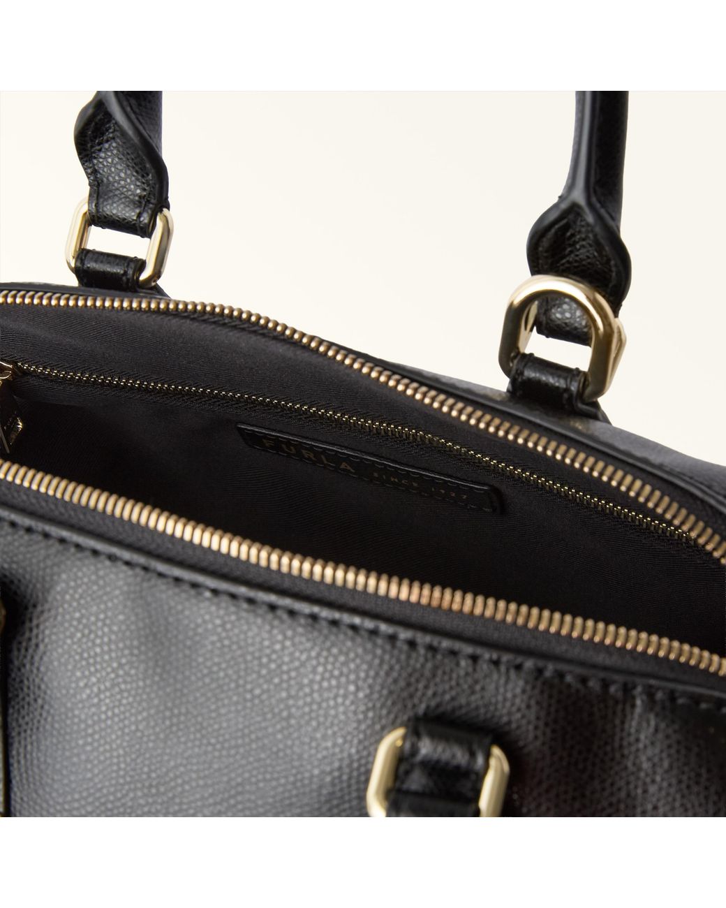 Furla Black Olivia Boston Bag S Nero Ares Soft Textured Leather