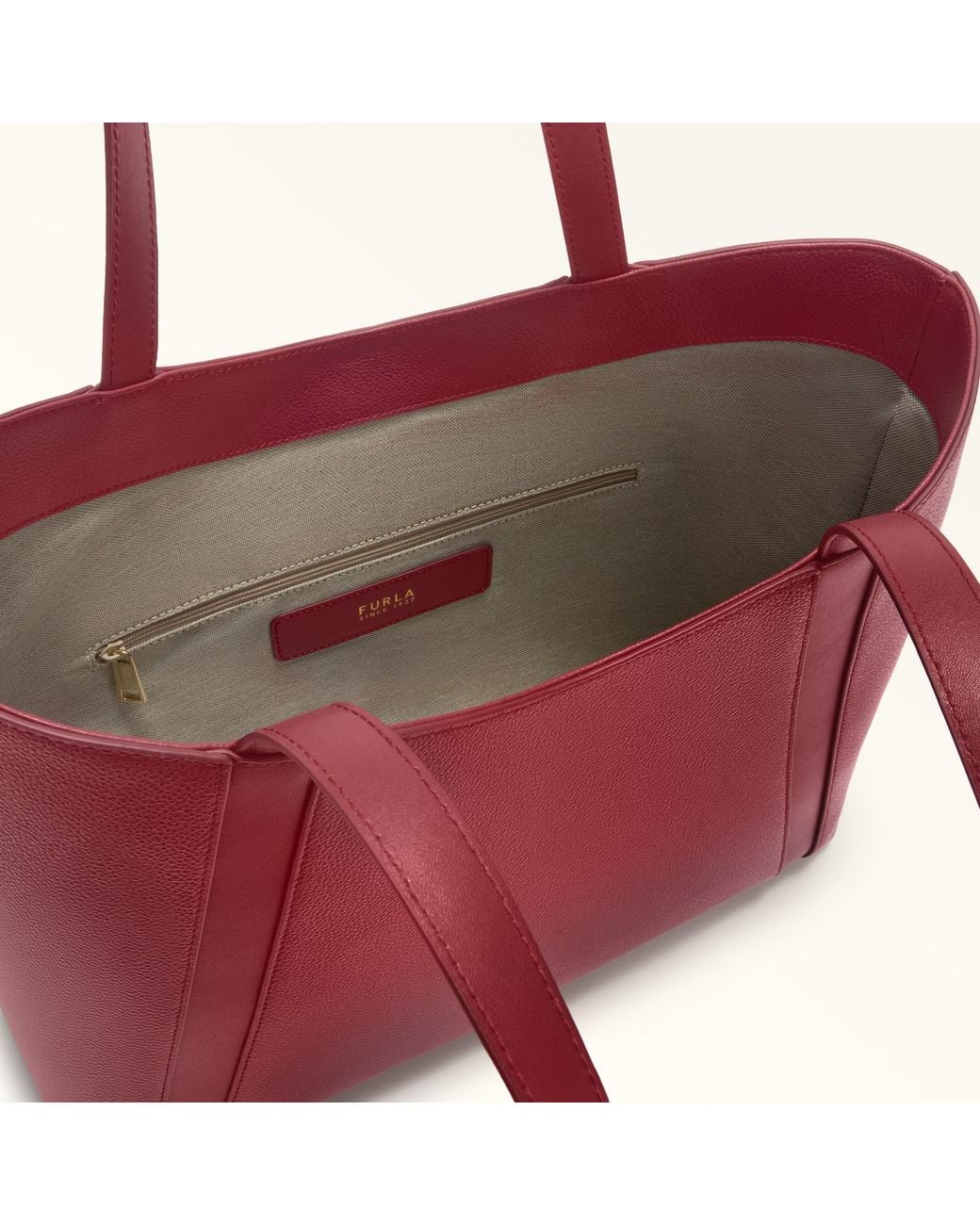 Furla Red Goccia Tote Ciliegia D Night Calf Leather + Sidney Calf Leather
