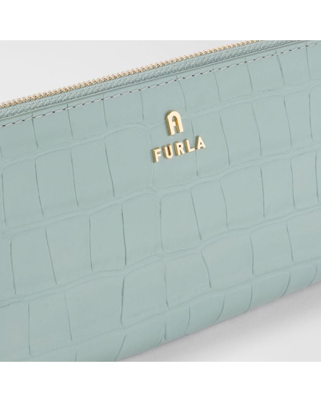 Furla Green Camelia Zip Around Winter Sky Cocco Print Calf Leather