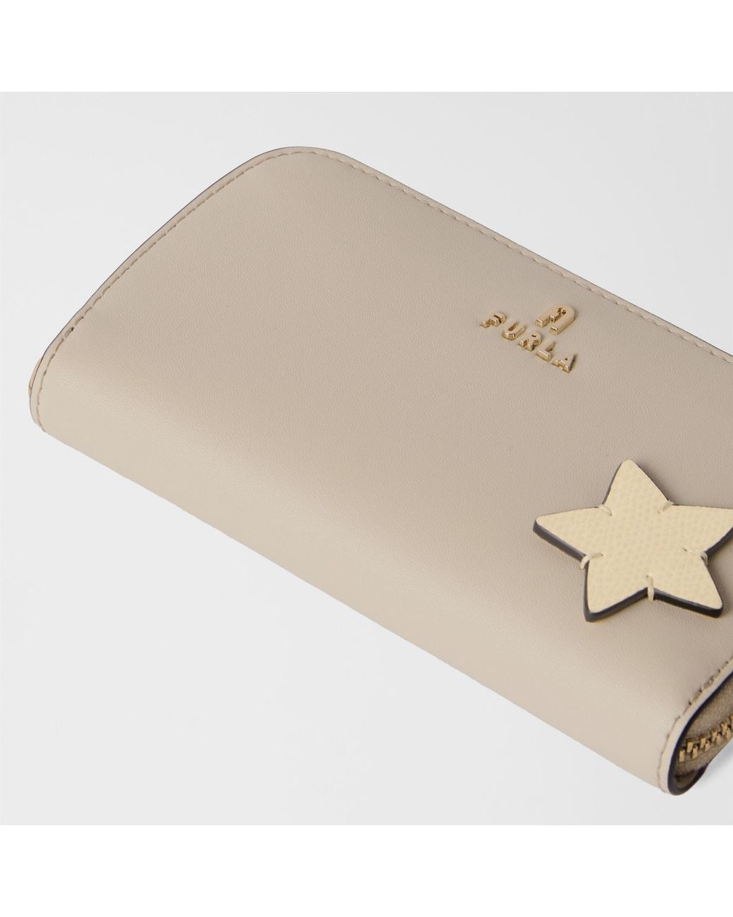 Furla Natural Camelia Zip Around Toni Butter Sidney Calf Leather + Patch Star